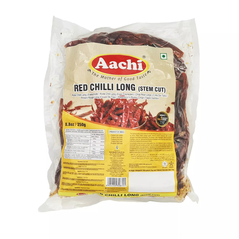 AACHI RED CHILLI LONG (STEMLESS) 250G