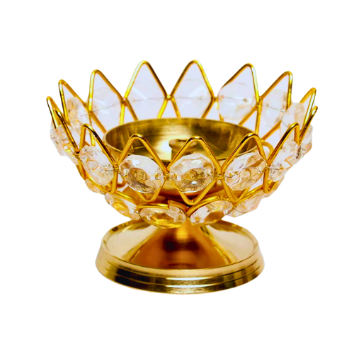 BRASS CRYSTAL STONE DIYA