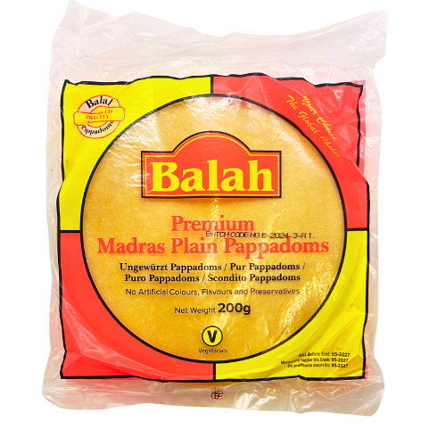 Buy Balah Premium Madras Plain Pappadoms 200g pack Online