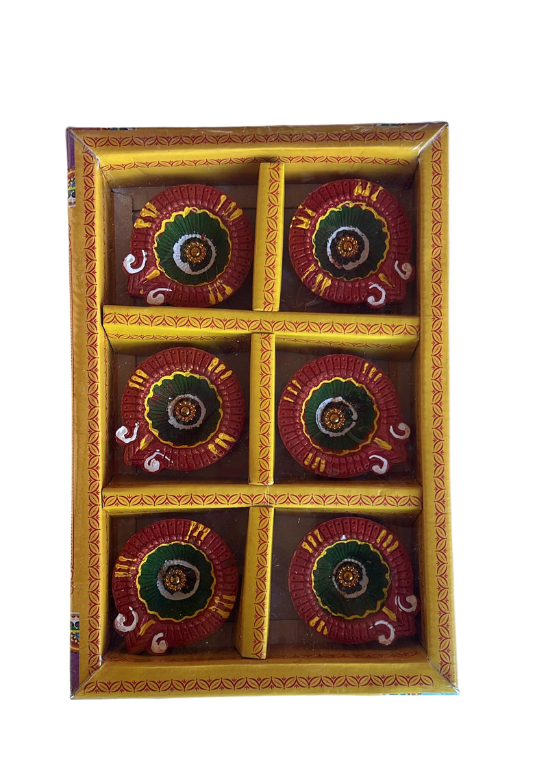DESIGNED CLAY DIYA (6PCS) - C140