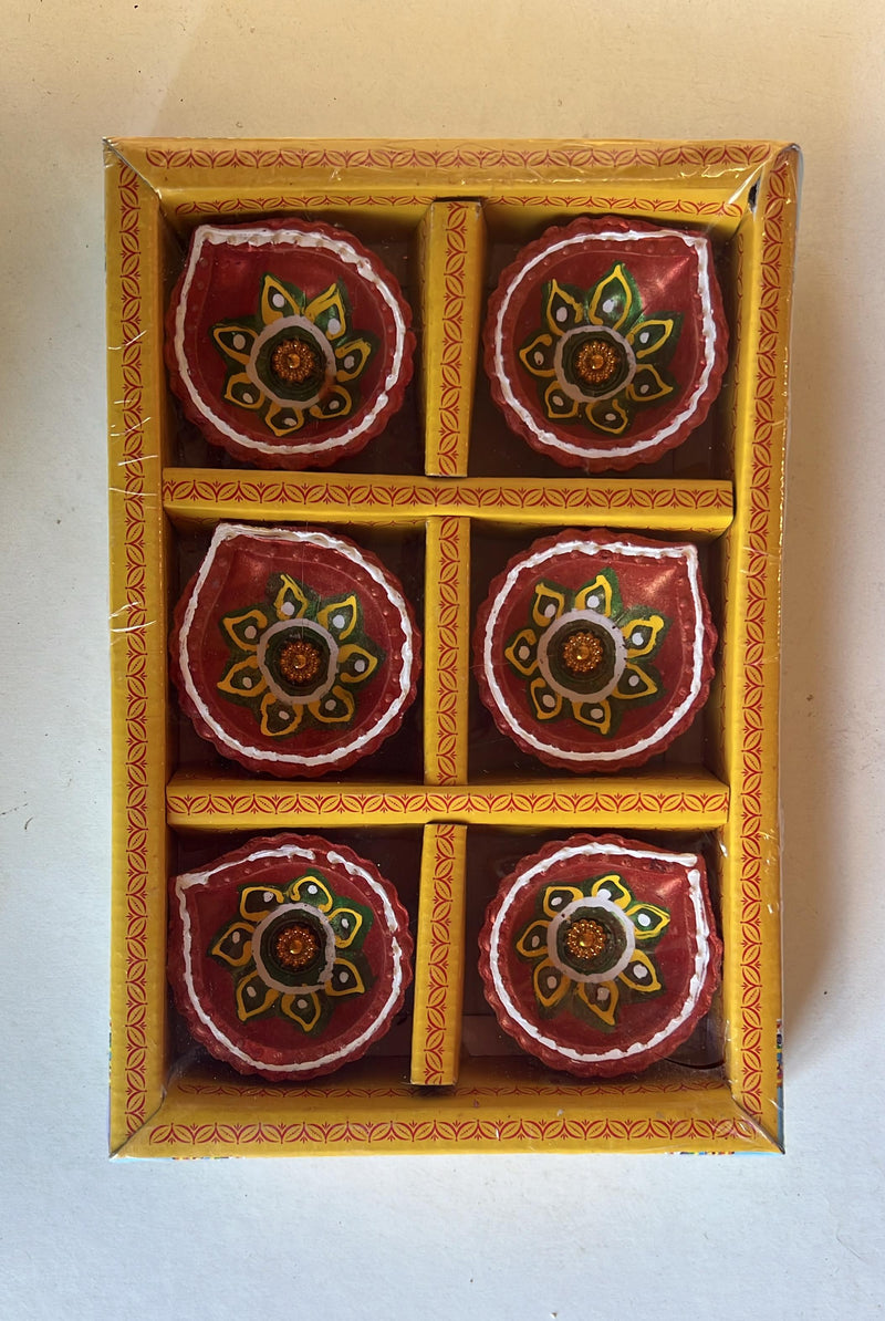 Buy Designed Clay Diya (6Pcs) - C141 Online