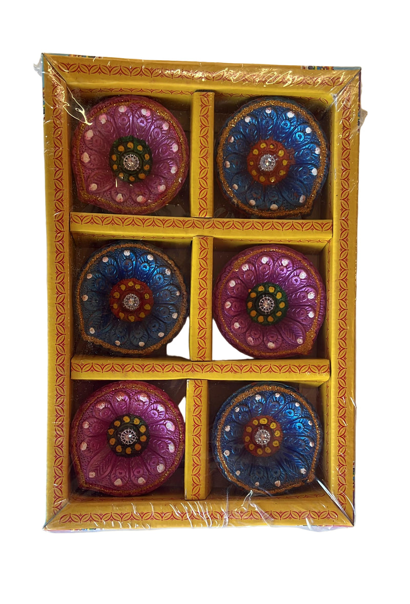 DESIGNED CLAY DIYA (6PCS) - C144