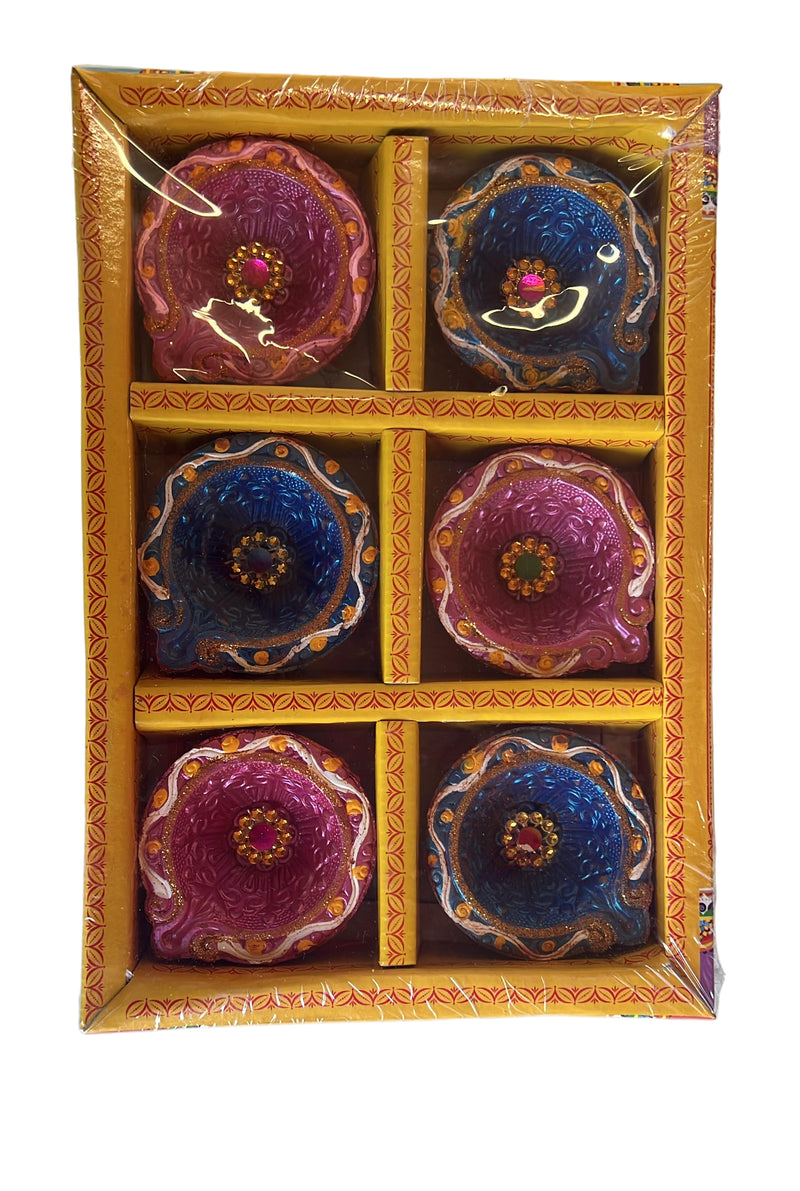 DESIGNED CLAY DIYA (6PCS) - C145