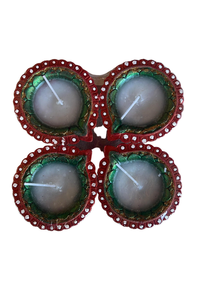 DESIGNED CLAY DIYA WAX (4PCS) - C26