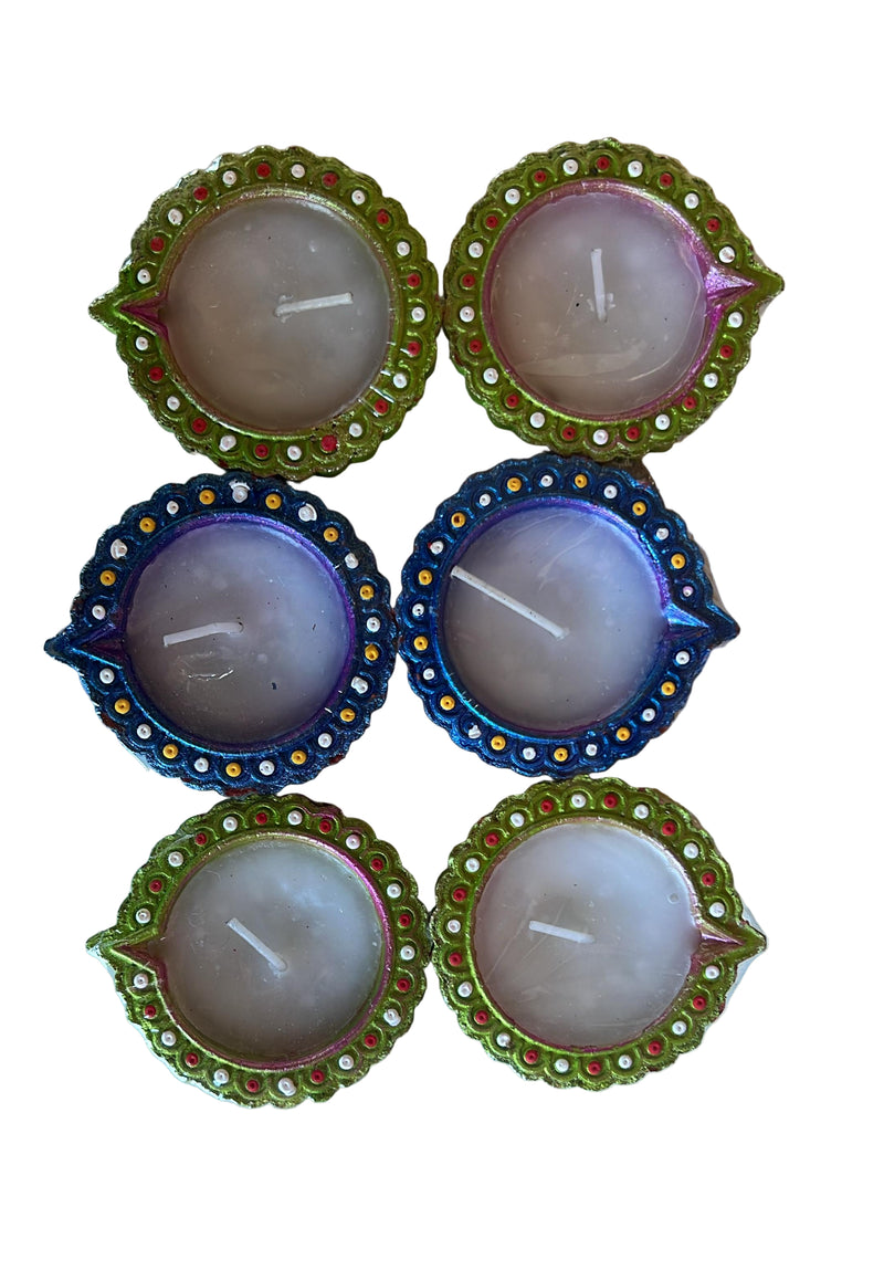 DESIGNED CLAY DIYA WAX (6PCS) - C50