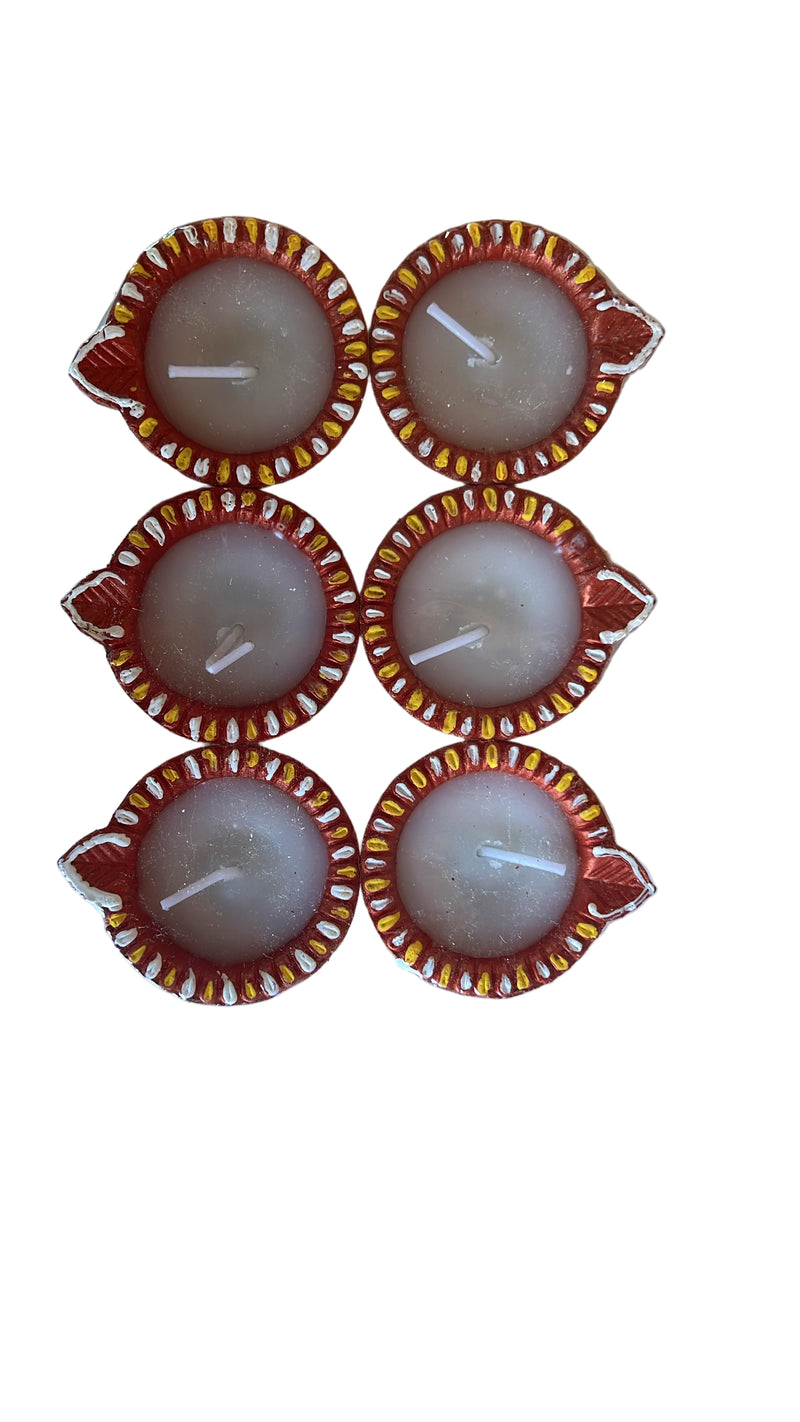 DESIGNED CLAY DIYA WAX (6PCS) - C54