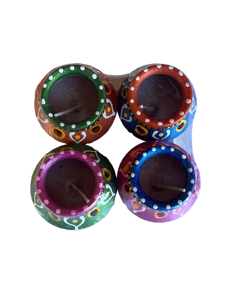 DESIGNED CLAY DIYA WAX (4PCS) - C69