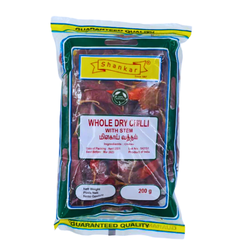 SHANKAR WHOLE RED CHILLIES WITH STEM 200G