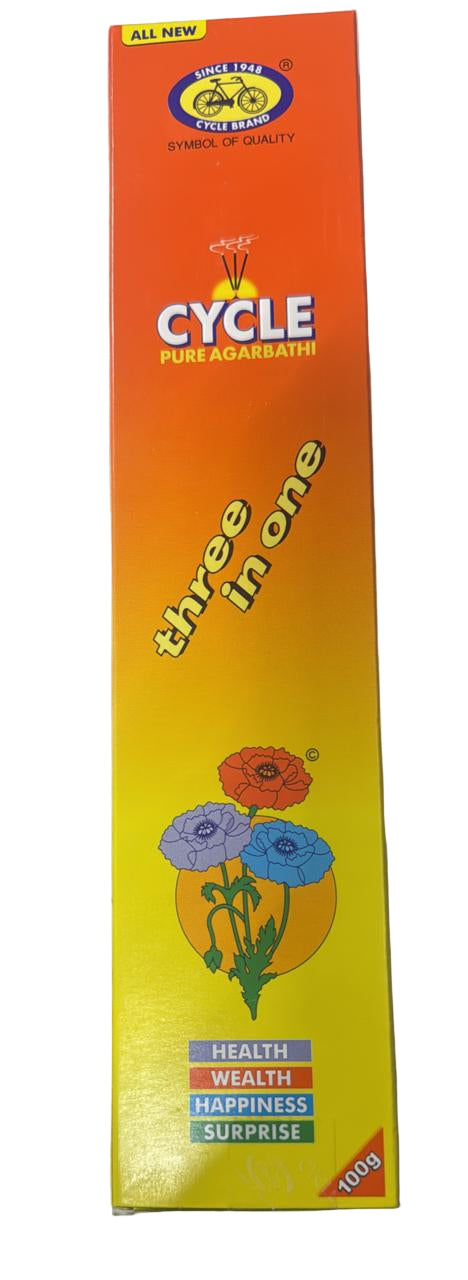 Cycle Pure 3 In 1 Agarbatti (With Match Box) 100Gm X 96Pcs