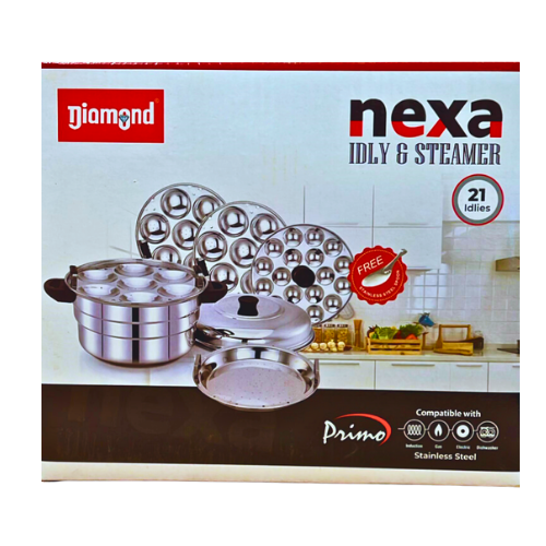 DIAMOND IDLY POT NX RANGE (WITH STEAMER - MINI IDLY PLATE) - 21 PITS