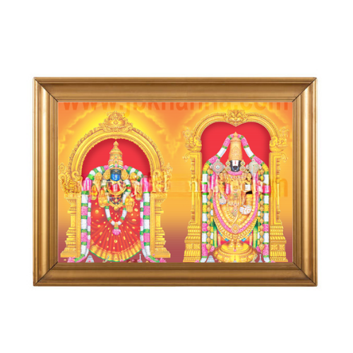 HINDU GOD PHOTO A4 SIZE with FRAME - PERUMAL WITH LAKSHMI