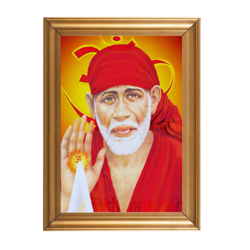 HINDU GOD PHOTO A4 SIZE with FRAME - SAI BABA