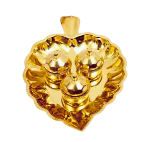 BRASS - LEAF PLATE WITH 3 SIMIZH