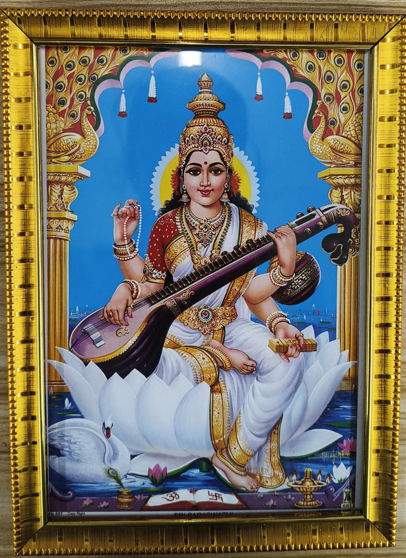 HINDU GOD PHOTO (SARASWATI) (10CM X 7CM)
