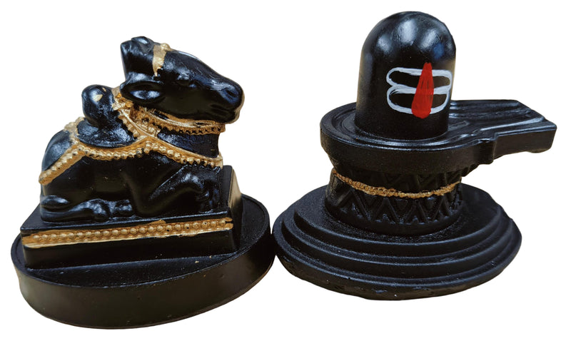 MARPLE GOD STATUE  - (SHIVA + NANDI)  (SMALL) -4 INCH