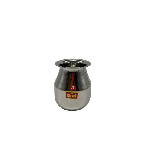 STAINLESS STEEL CHOMBU (LOTTA) SIZE 3_Height 4.5 inches *Dia 3.5 inches