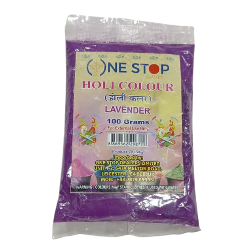 One Stop Holi Colour Powder (Skin Safe) Lavender 100G