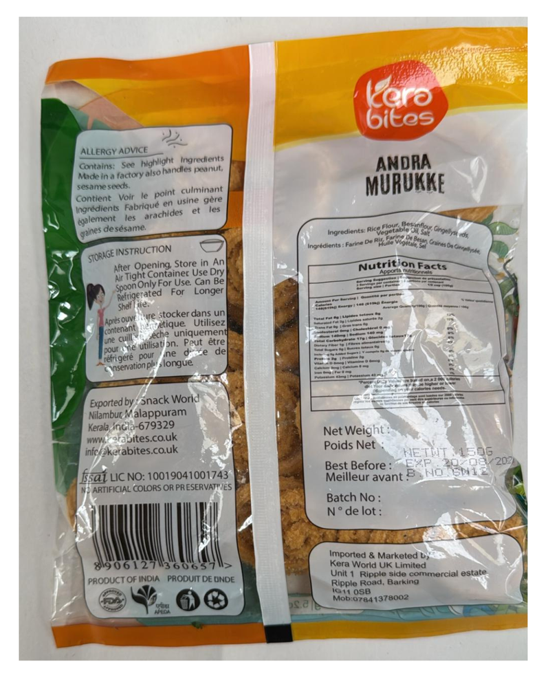 KERA BITES ANDRA MURUKKU 150G