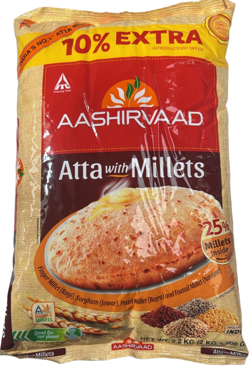 AASHIRVAAD ATTA WITH  MILLETS(2KG+EXTRA 200G) 2.2KG